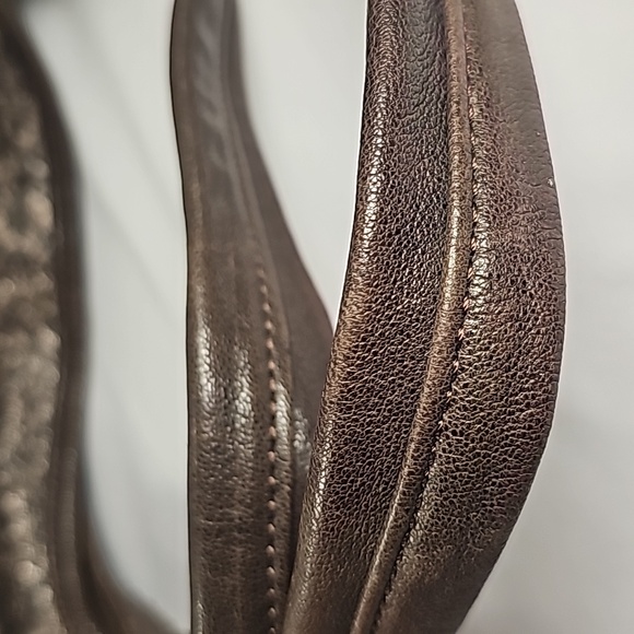 Langellotti Boa Embossed Bronze Italian Leather Shoulder Bag - Picture 10 of 10